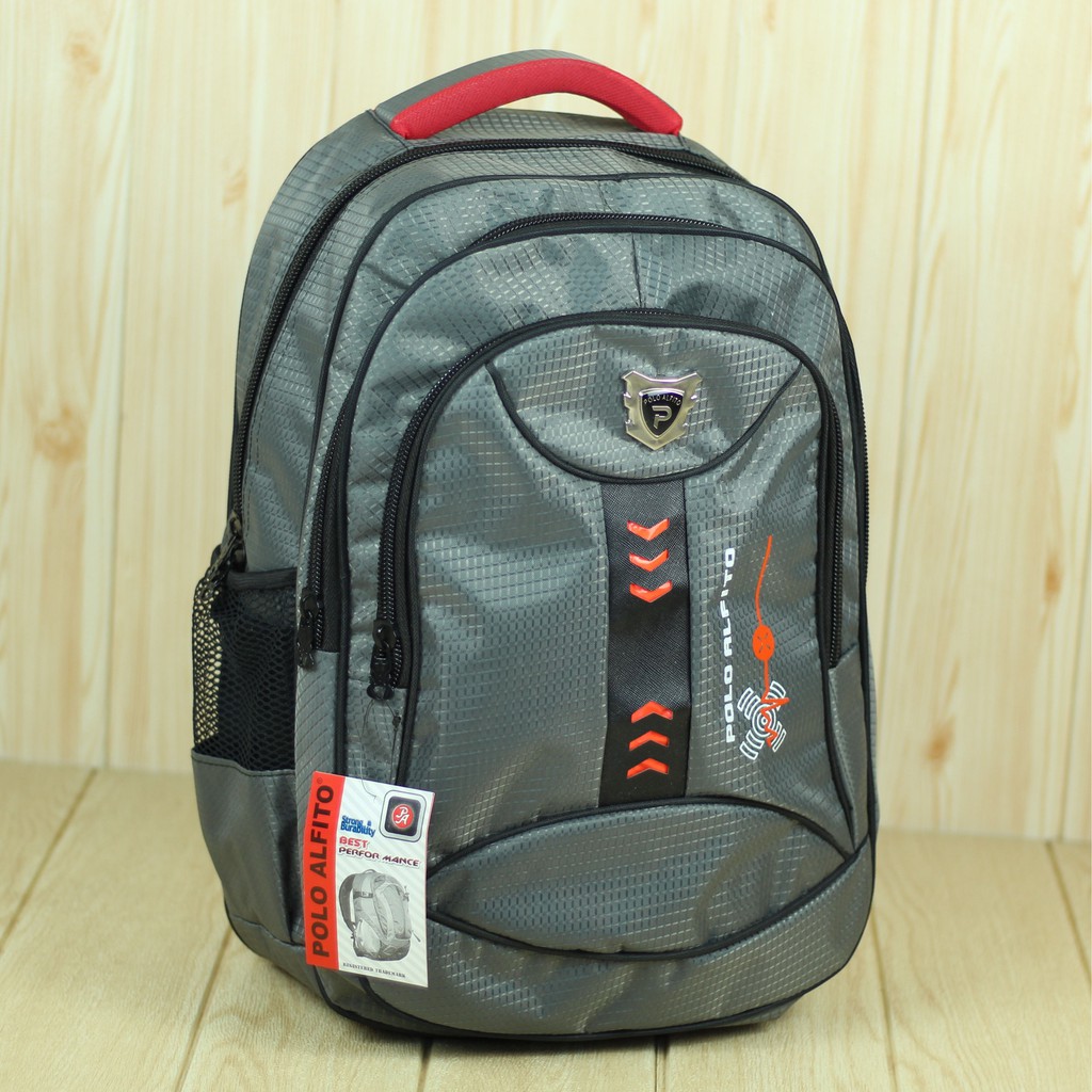 Tas Ransel Alfito Sablon Scotlet Abu Back Pack Laptop Pria Berkualitas