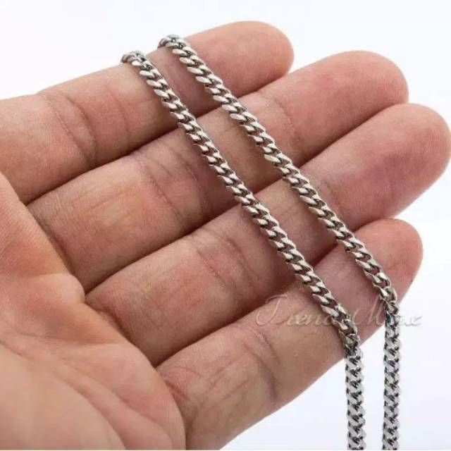 Kalung titanium asli stainless steel silver