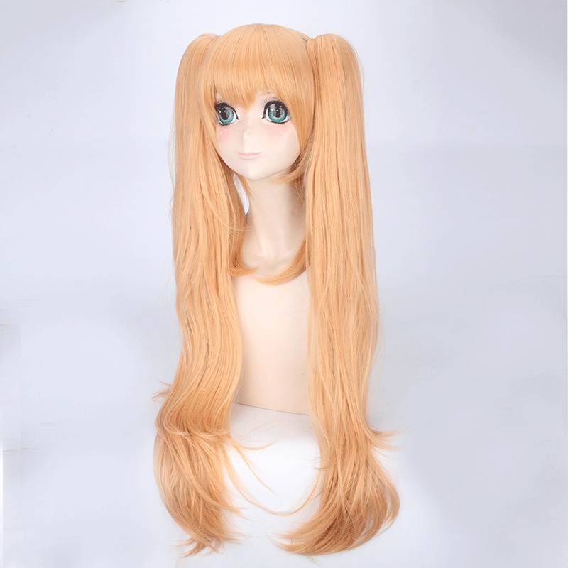 LOL-123 wig clip on rambut palsu daily lolita cosplay blonde orange naruto twintail