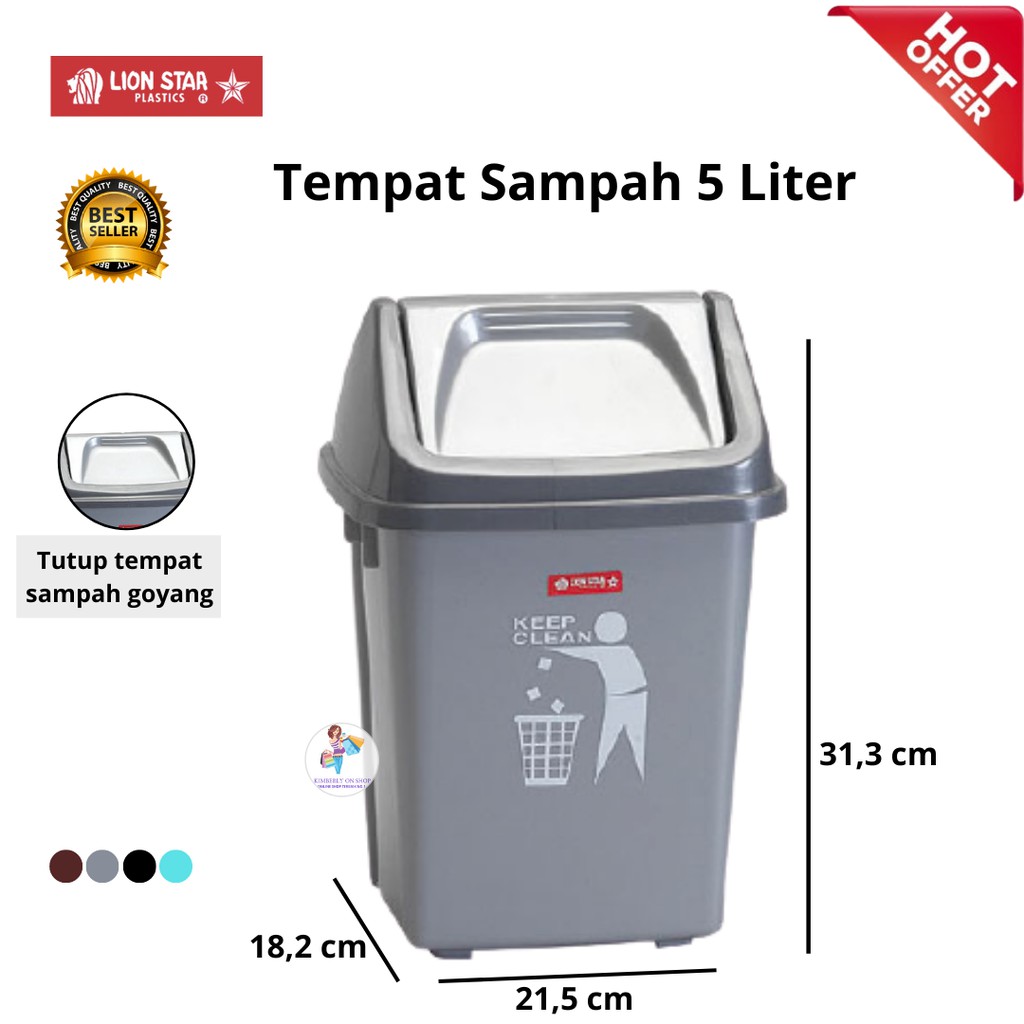 Kimberlyonshop Tempat Sampah C-5 Dustbin 5 Litres Lion Star