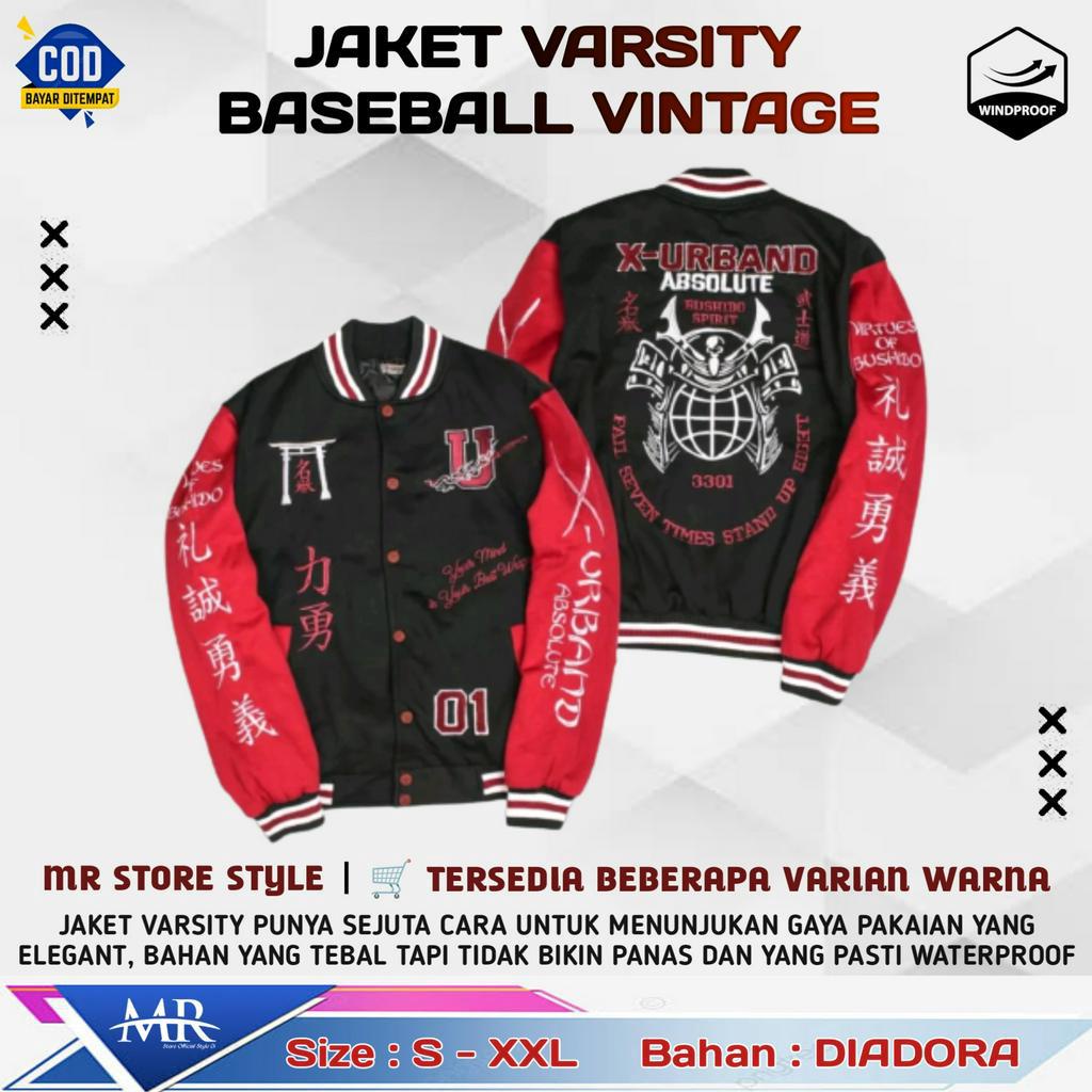 Jaket Varsity Pria Wanita Vintage Of Bushido Spirit Baseball Full Bordir Korean Style Terbaru - C022