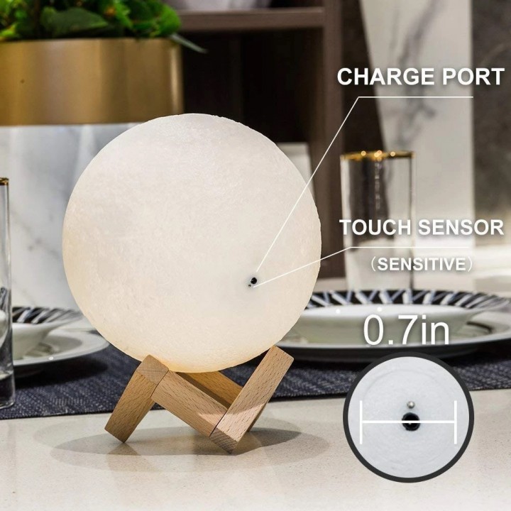 705 3D Print Moon Lamp Desk Light - Lampu Tidur Bentuk Bulan - 10 cm