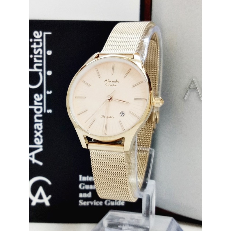 jam tangan wanita alexandre christie AC 8522LD TALI PASIR FULL SOFT