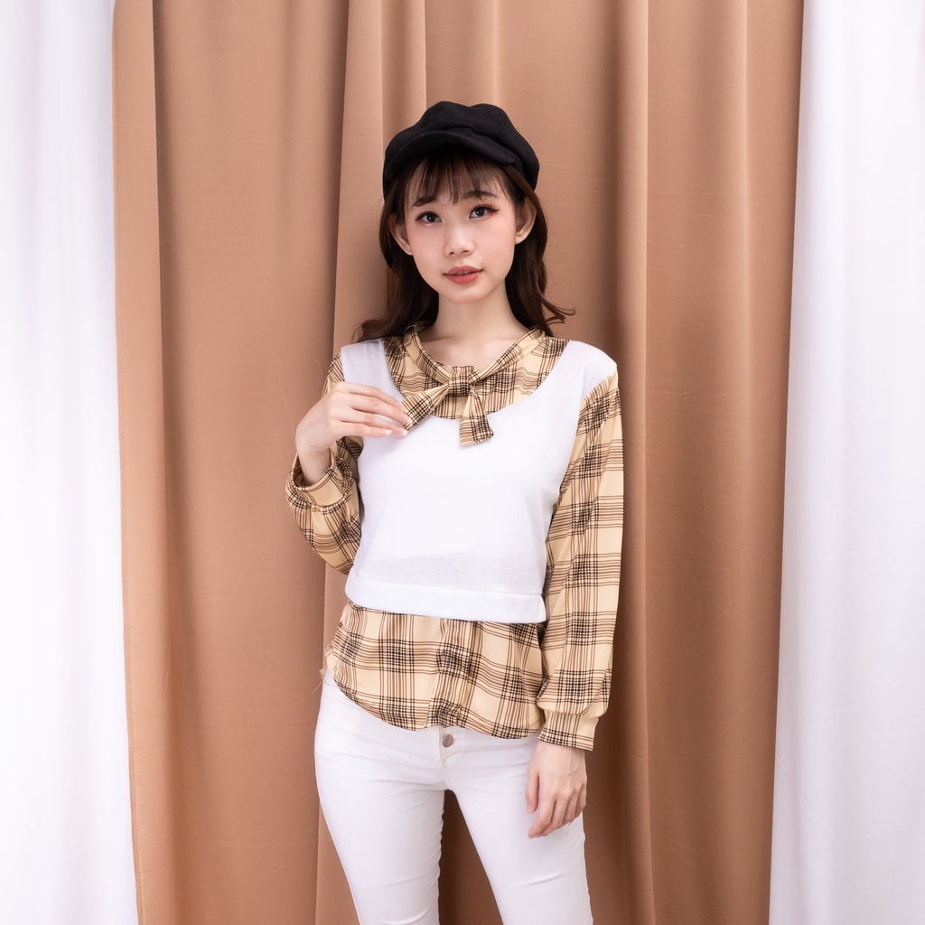 IL - Mido Blouse Top Atasan Flanel Sweater l Blouse Korean Style Wanita