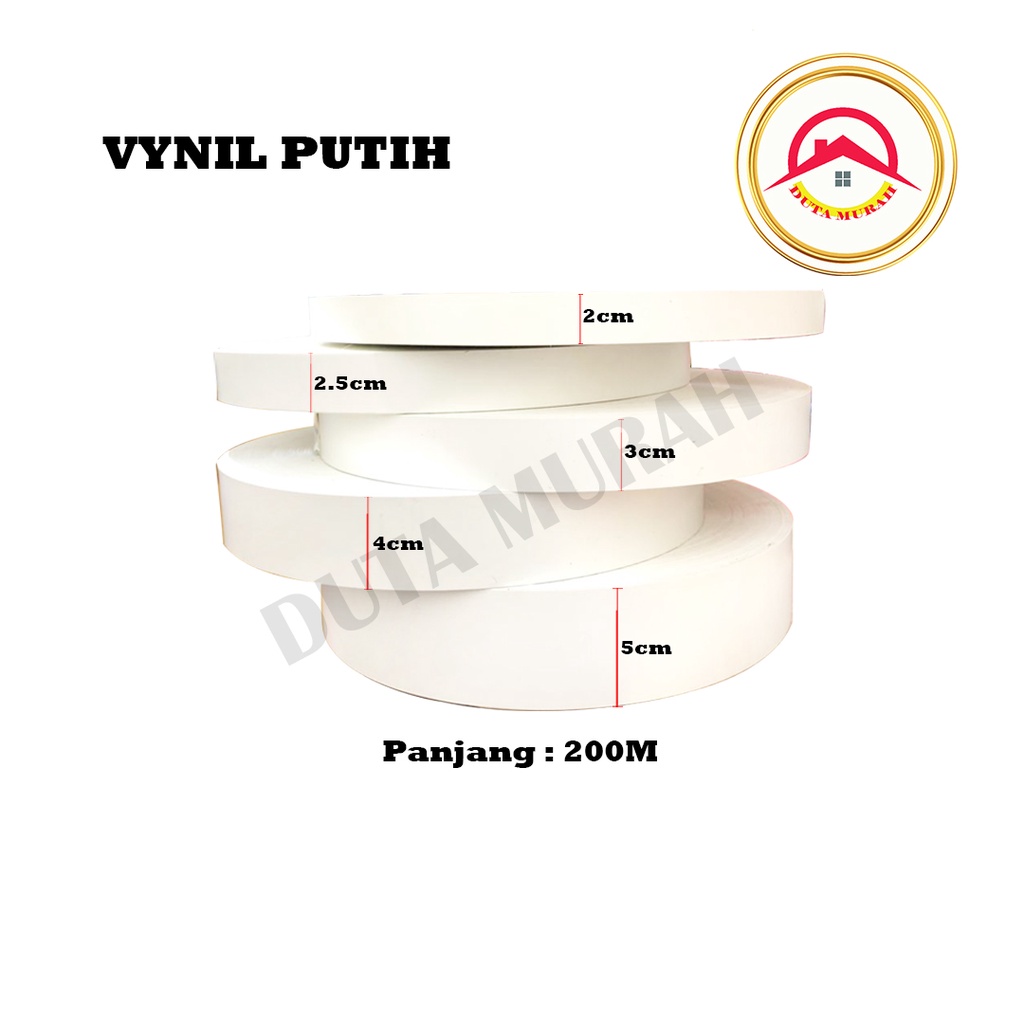 Vinyl Vinil Putih Dop Dof Edging Putih Plimir PVC Roll 50 mm