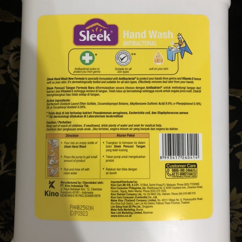 SLEEK Hand Wash / Soap / Sabun Cuci Tangan Antibacterial 4L 4 Liter