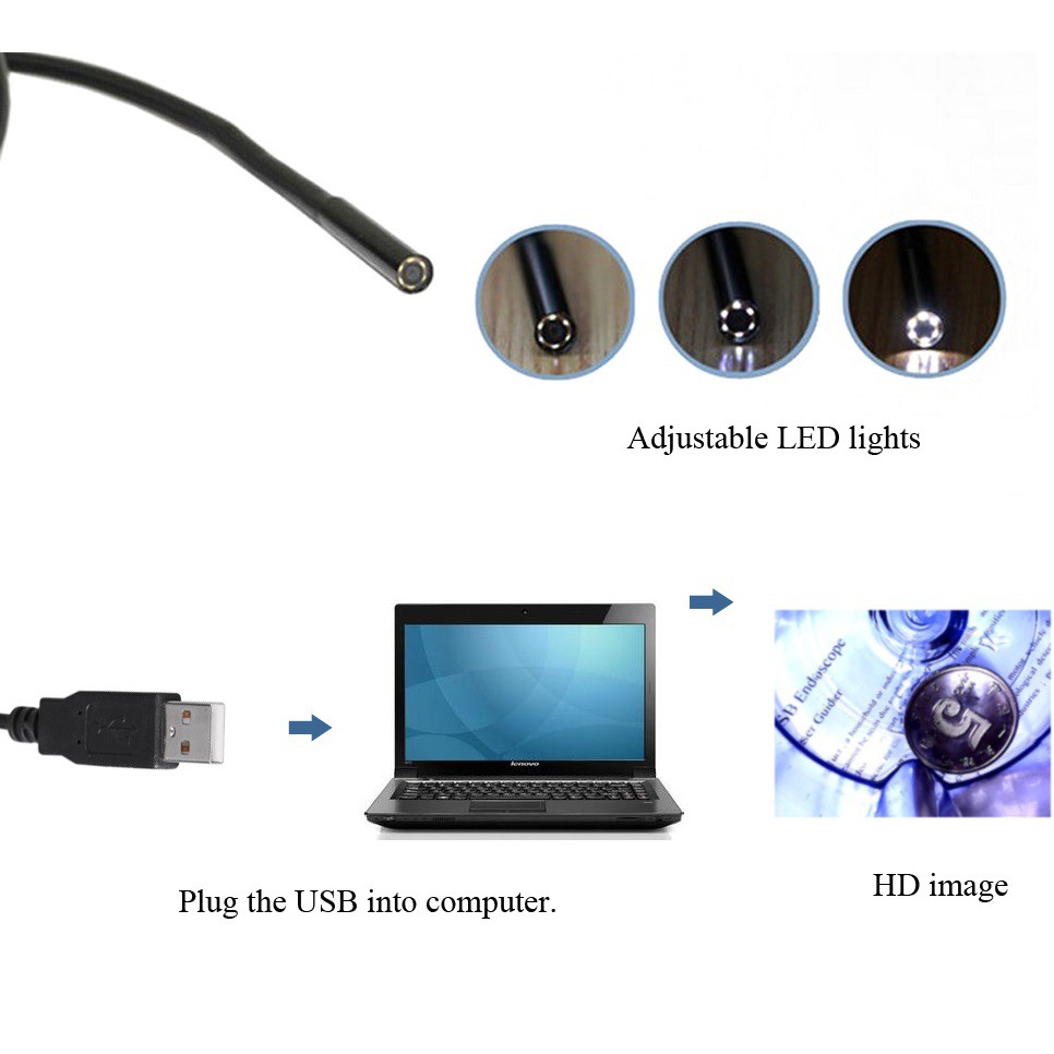 ANDROID ENDOSCOPE CAMERA - USB Wire Camera Endoscope Baroscope 7mm 1/9 CMOS