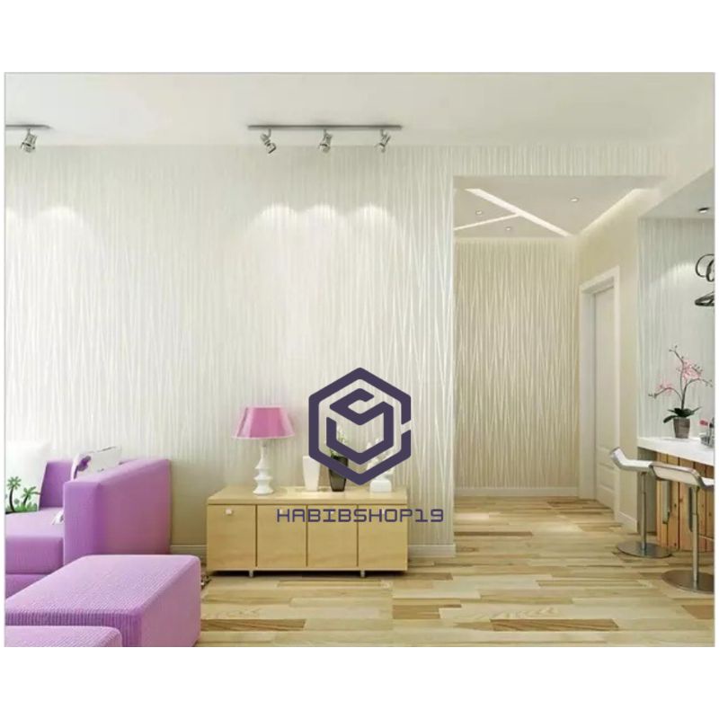 Wallpaper Dinding Polos Emboss Tekstur Wave Putih 10m x 45cm