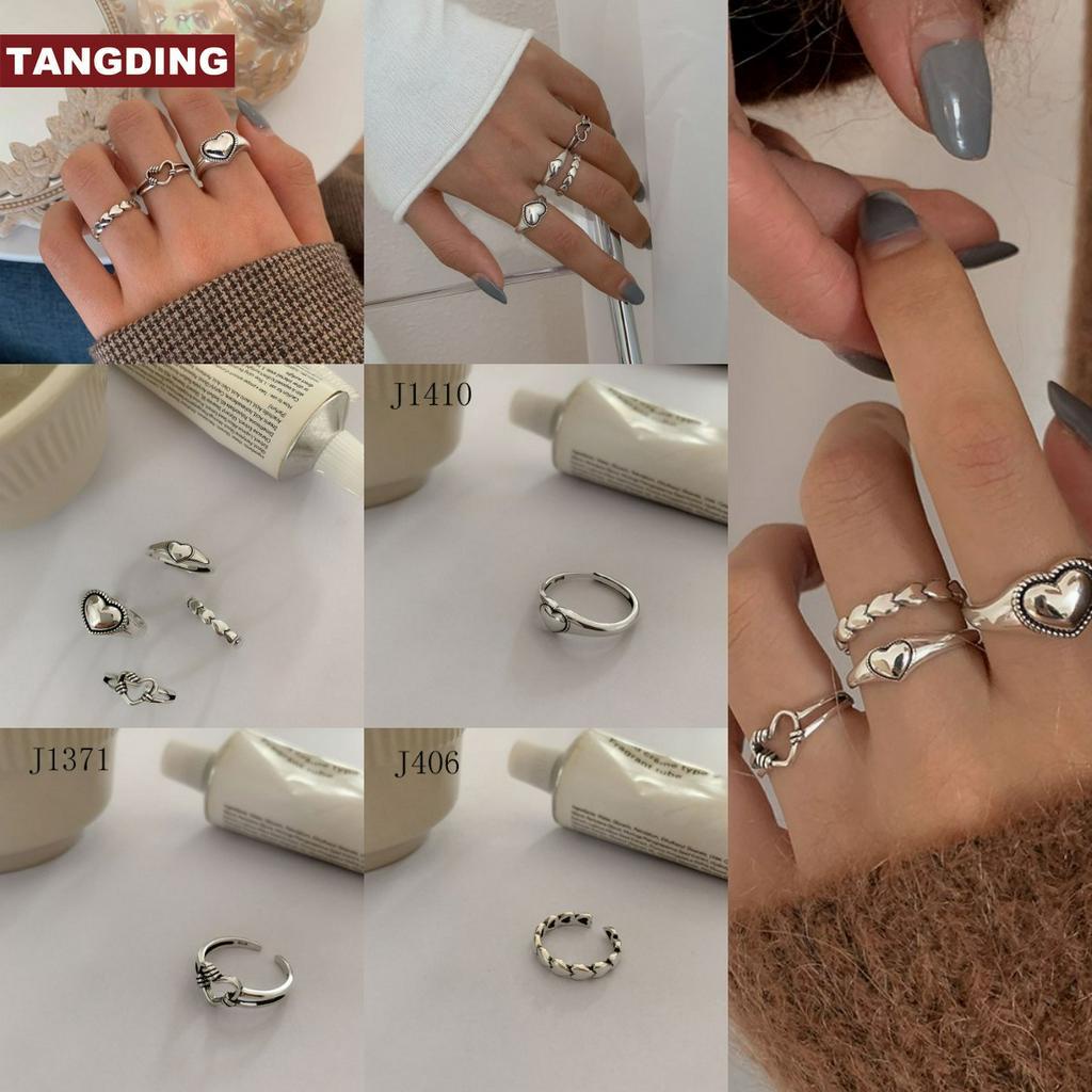 【COD Tangding】Adjustable Love Female Fashion Heart-shaped Hollow Personality Light Luxury Minority Retro Exquisite Opening Ring