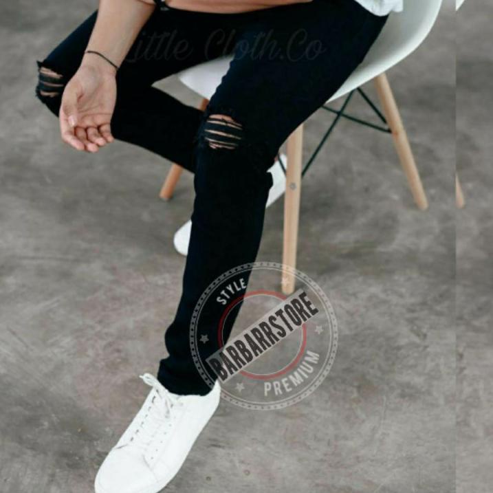 Grand SellerSR-1262Celana jeans pria panjang sobek lutut jenas ripped pria celana levis robek pria