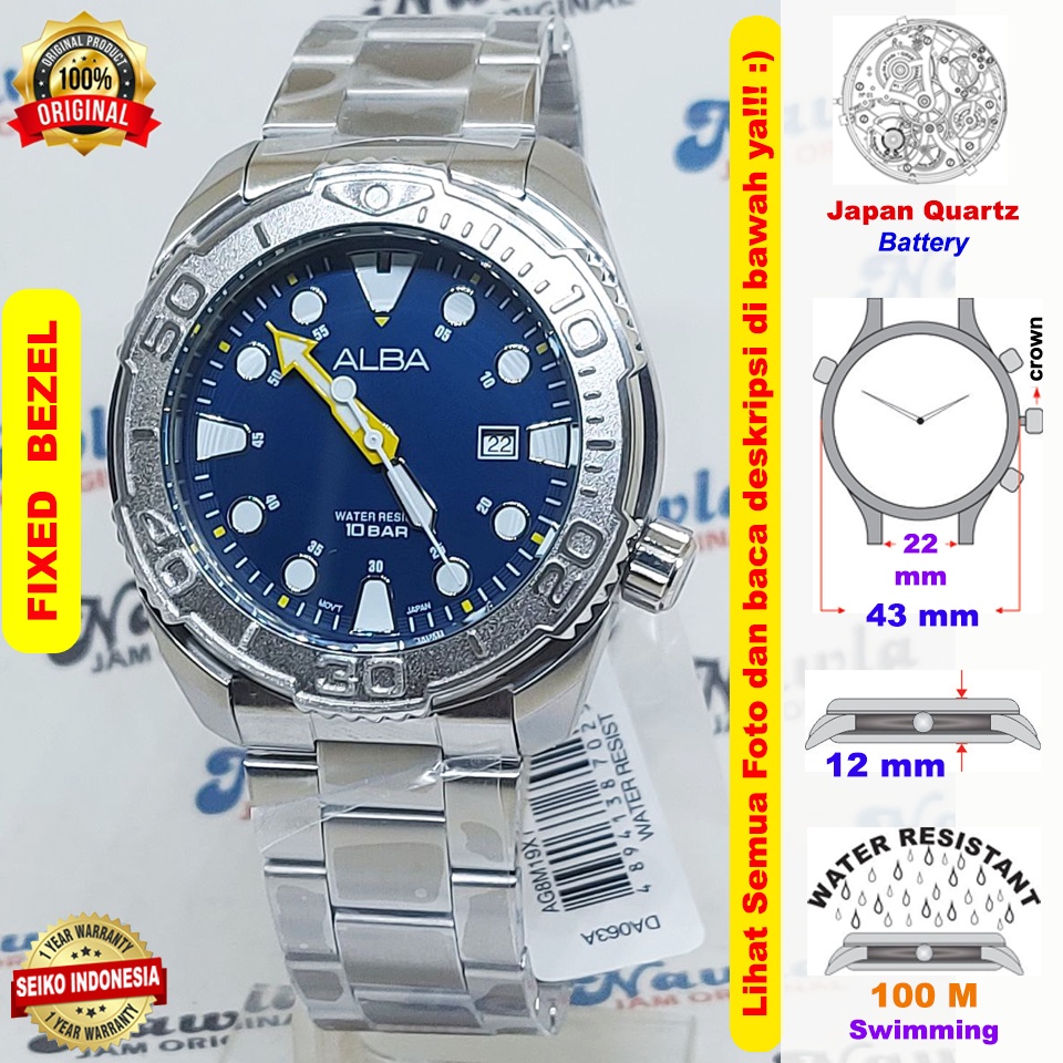 Alba Quartz AG8M19X1 Blue Dial - Jam Tangan Pria AG8M19