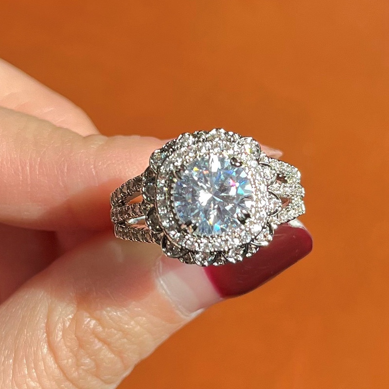 Fancyqube Cincin Kristal Cubic Zircon AAA Untuk Wanita