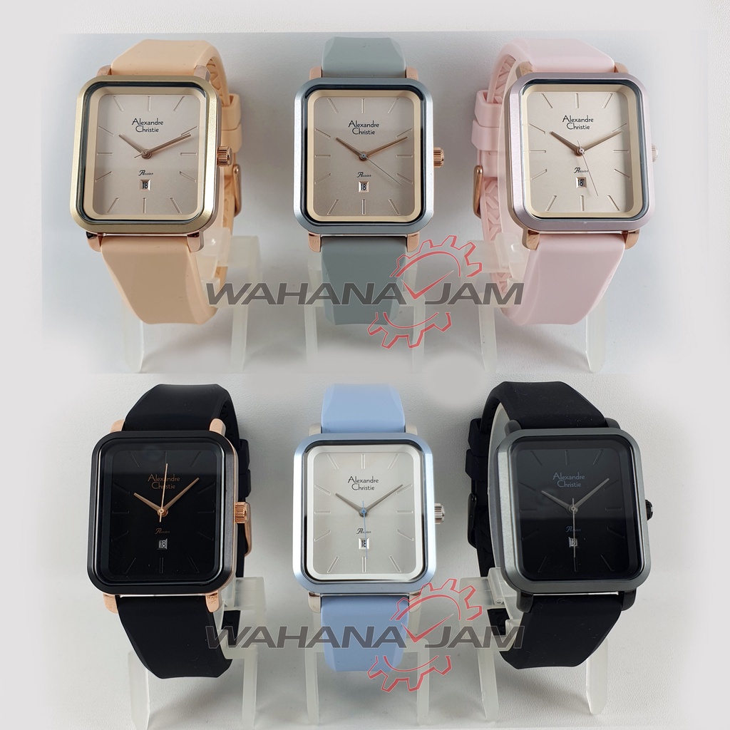 Alexandre Christie AC 2953 LD / Jam Tangan Wanita AC2953 Alexander Cewek Model Kotak Tali Karet