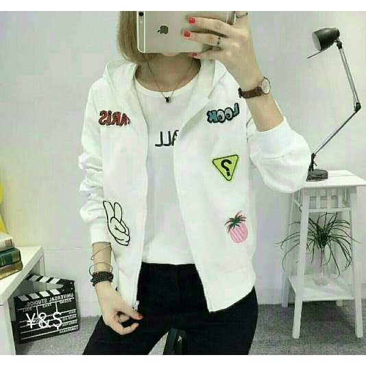 jaket bomber wanita motif bunga