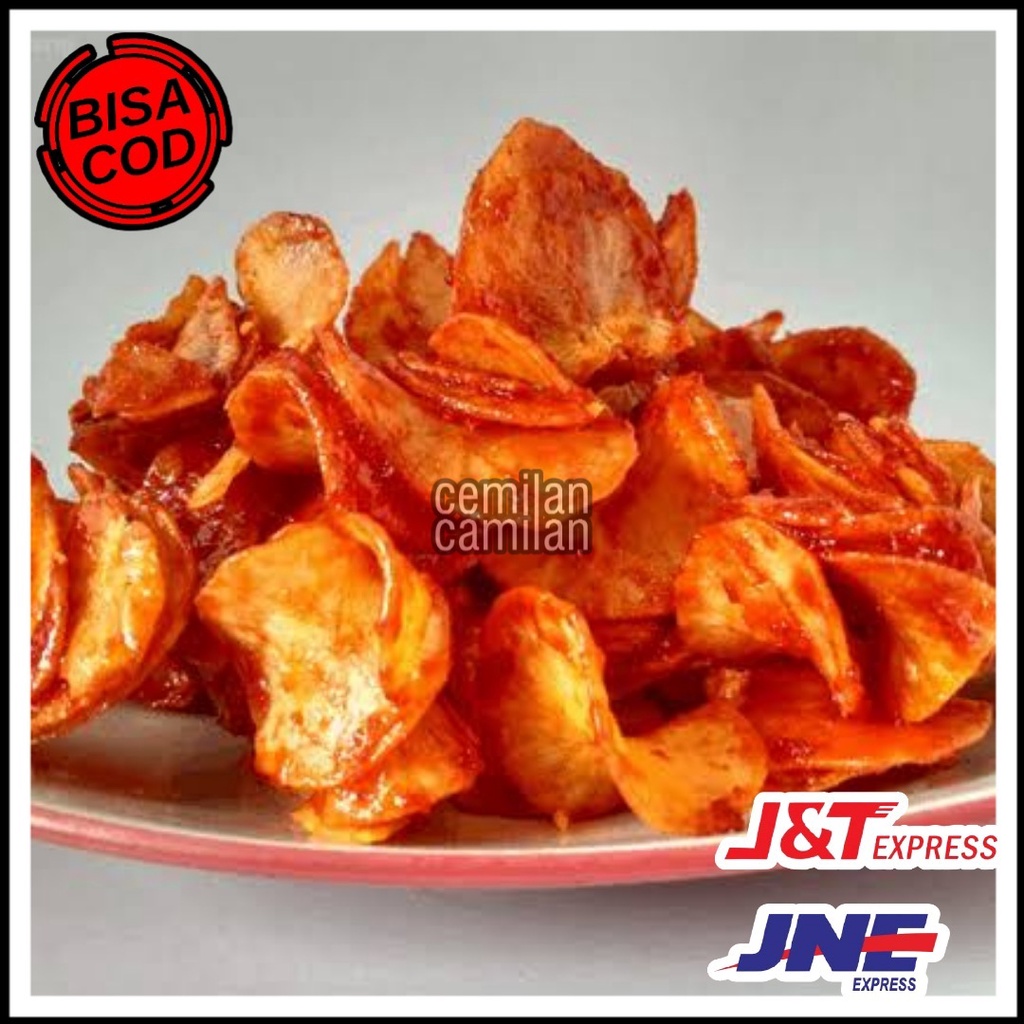 

TERMURAH Keripik kripik Singkong Balado sanjay pedas manis 250 gram cemilan camilan serba pedas