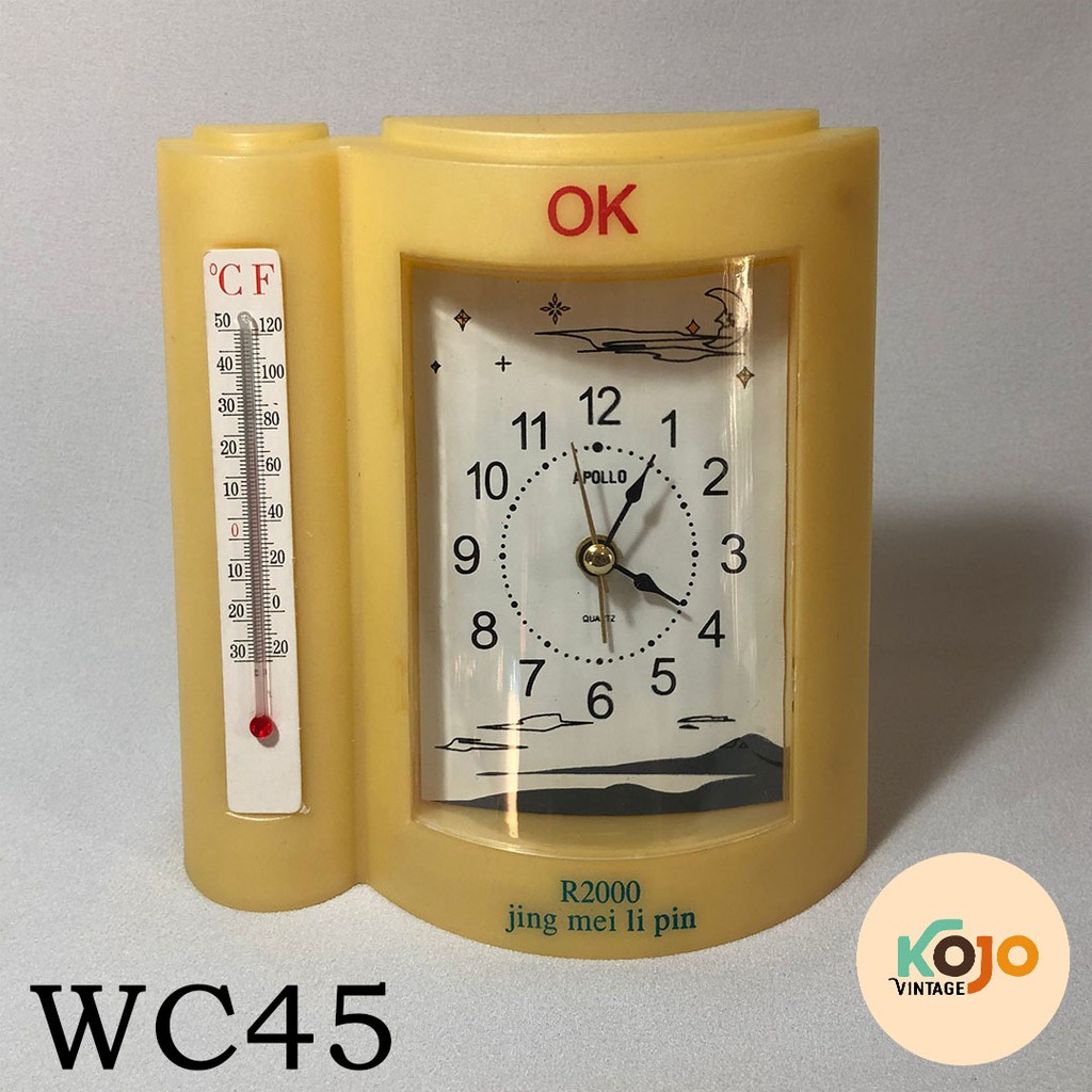 Jam Meja / Beker / Weker Antik Kuno Jadul Retro Vintage Unik OK Dengan Alat Pengukur Suhu Temperatur