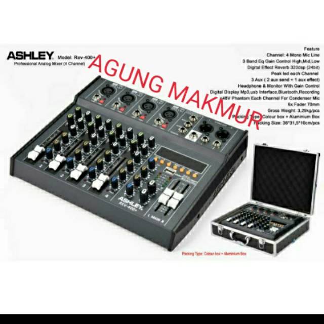 Mixer Audio ASHLEY REV 400+ / REV400+ / REV 400 ORIGINAL USB Bluetooth