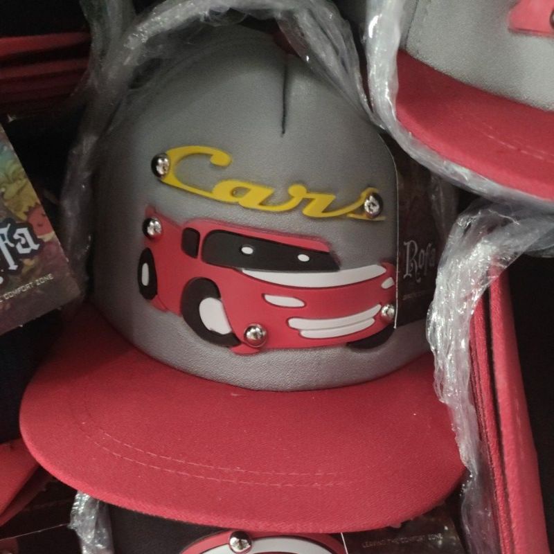 Topi Anak Snapback anak/Topi ploking anak/topi anak karakter-cars abu