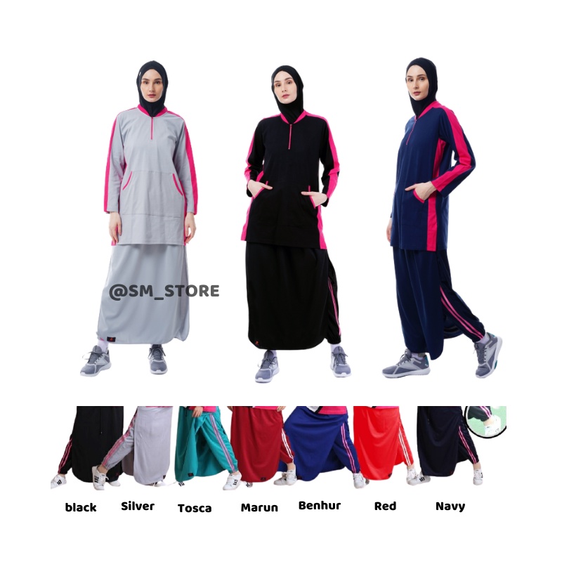(BISA COD ) 1 SET Rocella Rok Celana Training | Setelan Rok Celana Olahraga dan Baju Olahraga Wanita Muslimah