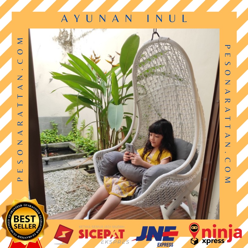 Ayunan Kursi Gantung Rotan Sintetis Santai Model Inul Besi Sender Malas Wfh Ruang Tamu Teras Rumah A