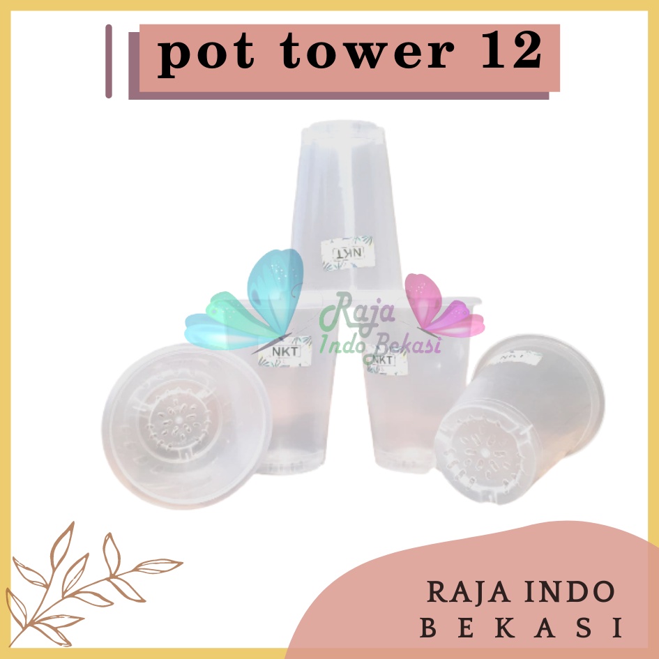 Pot NKT Tower 12 Bening Transparan Pot Bunga Tanaman Tinggi Nkt Tower 12 Tebal Murah Mirip Pot Yogap 13 Bening Transparan