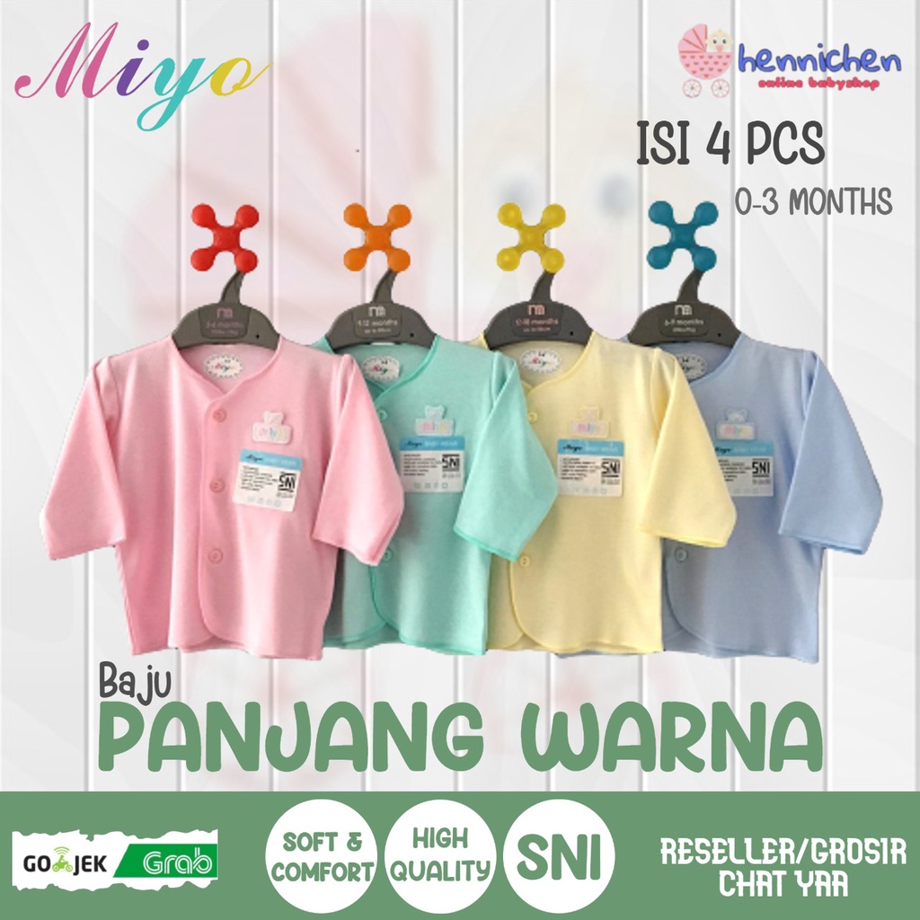 Baju Bayi MIYO 3 Pcs Lengan Panjang WARNA Newborn (0-3M)