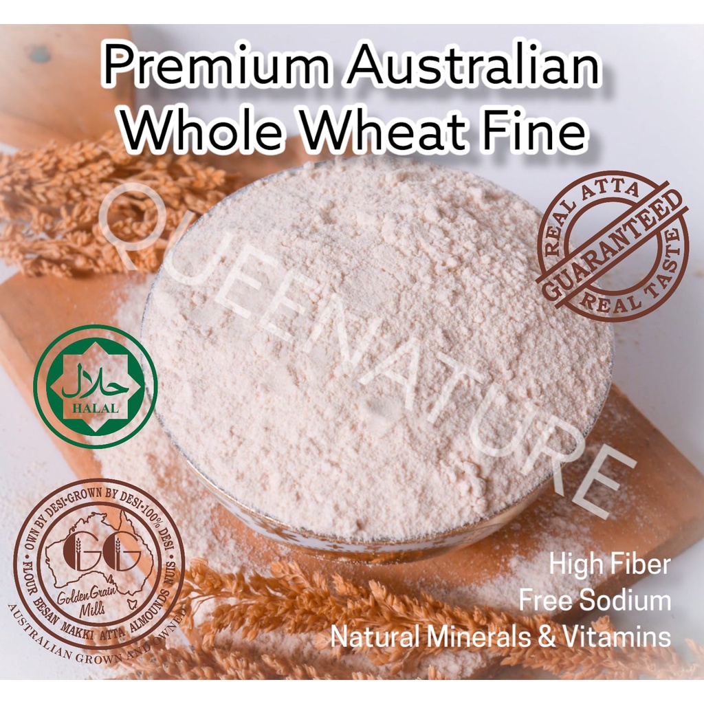 Australian Whole Wheat/ Gandum Utuh halus Australia 2Kg Queenature