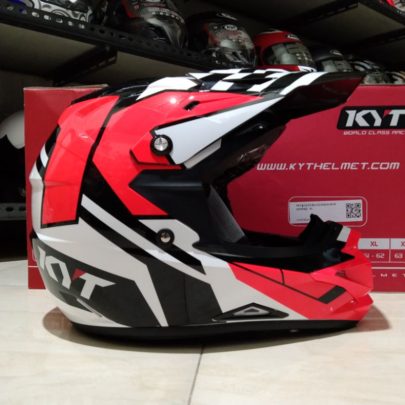 Jual COD Helm KYT Trail Cross Over KRacing Red Fluo Original Shopee