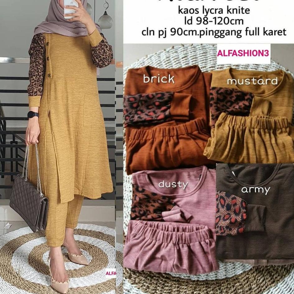 {PRB.26Au22p} Setelan CelanaWanita Muslimah Kekinian Termodis Atari Set Bahan Kaos Lycra knite Premi