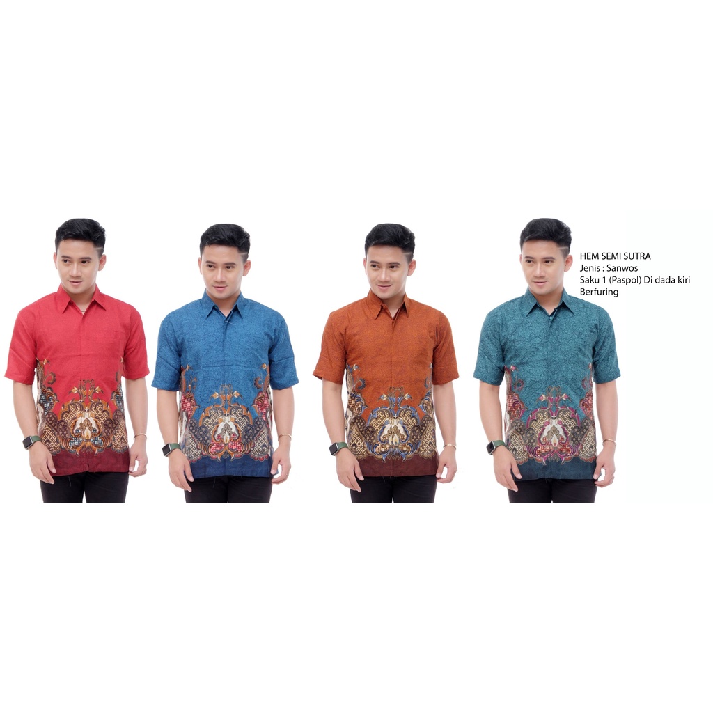 Kemeja Batik Semi Sutra Pria | Hem Batik Semi Sutra Pria | Kemeja Batik | SS0041