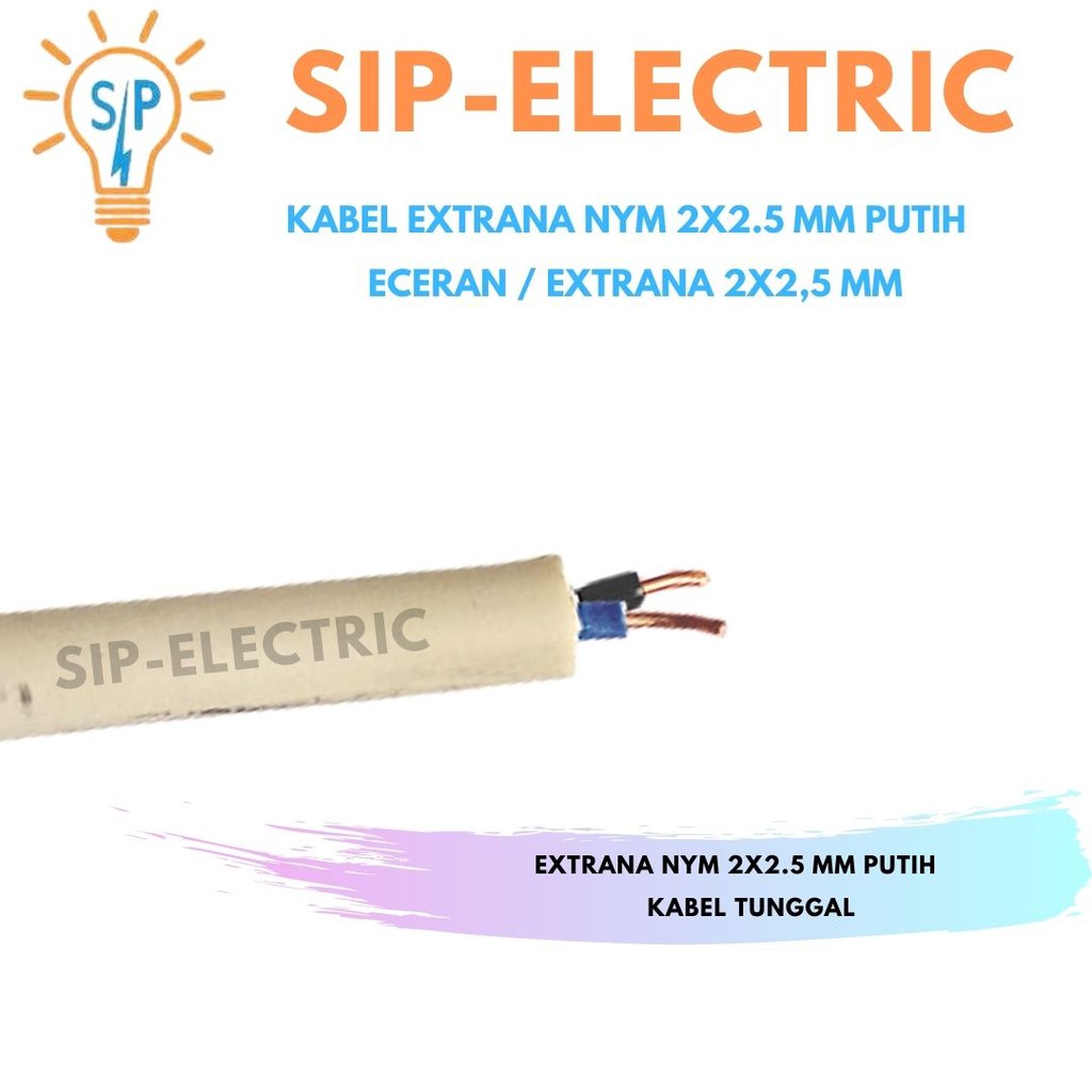 Kabel Extrana Nym 2X2.5 Mm Putih  Eceran / Extrana 2X2,5 Mm