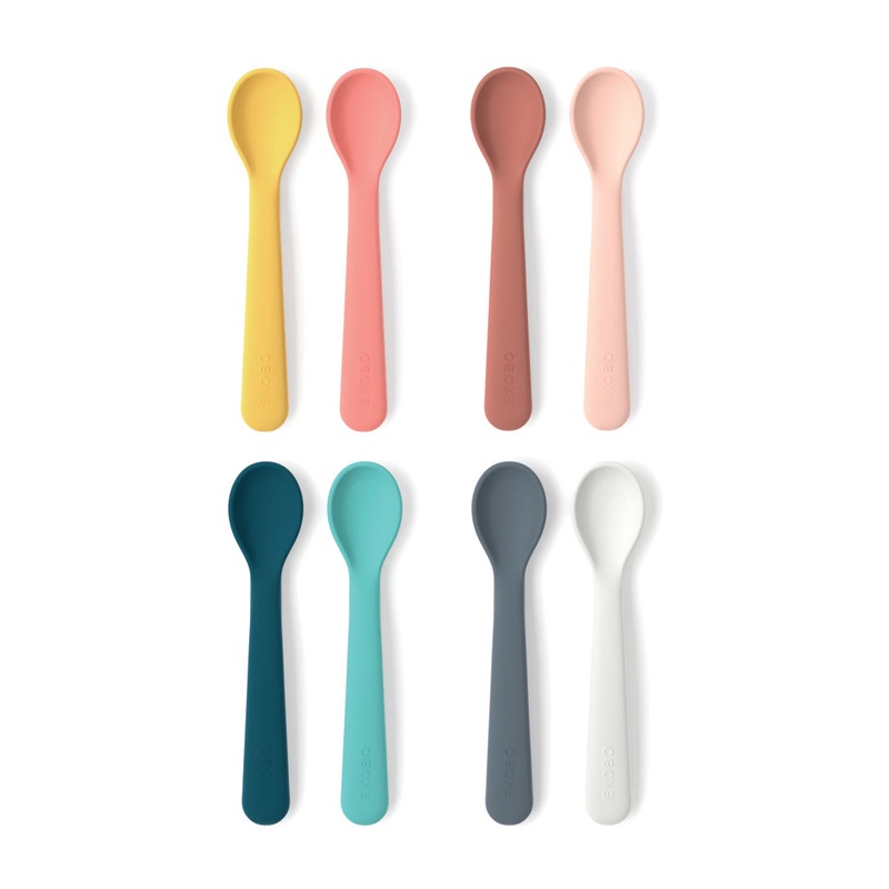 EKOBO Silicone Spoon Set of 2 (Isi 2) | Sendok Silikon Bayi Learning Spoon Sendok Bayi MPASI Silicone Baby Spoon Training Spoon Set