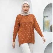 ready polka knit heaven light (deep terra,mocha dan jeans ) size SM