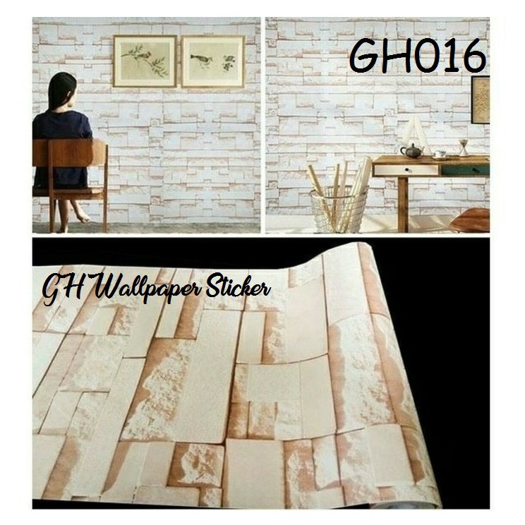 Wallpaper dinding 3d kamar tidur / Wallpaper dinding kamar tidur anak wallstiker Motif Bata Gh016 45cm x 9m