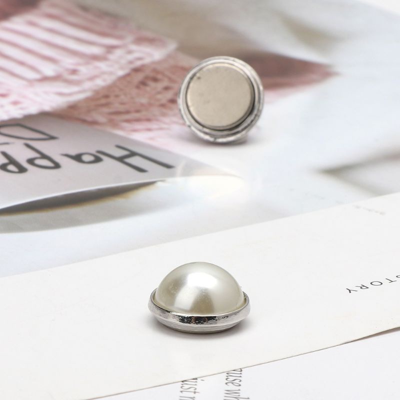 SIY  12 Pairs  Muslim Magnetic Hemisphere White Faux Pearl Hijab Pins Abaya Clasp Brooch Fashion Shawl Scarf Pins Jewelry
