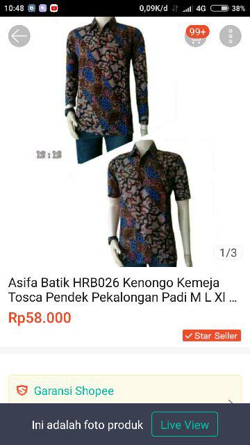 Asifa Batik Hrb026 Kenongo Kemeja Tosca Pendek Pekalongan Padi M L Xl Sogan Tulis Halus Kemeja Batik