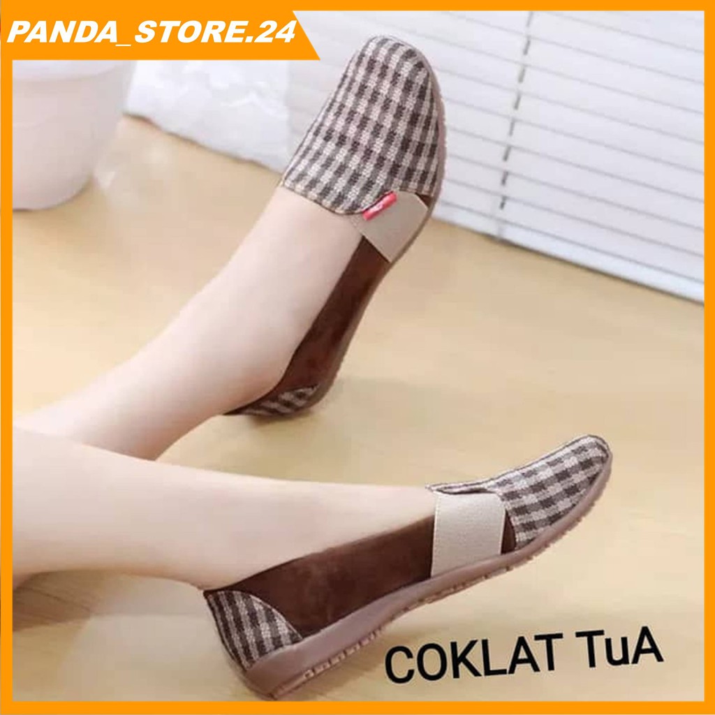 Vahn SUKI Sepatu Flat Shoes Kerja Wanita Casual Santai Hitam Abu FMD05