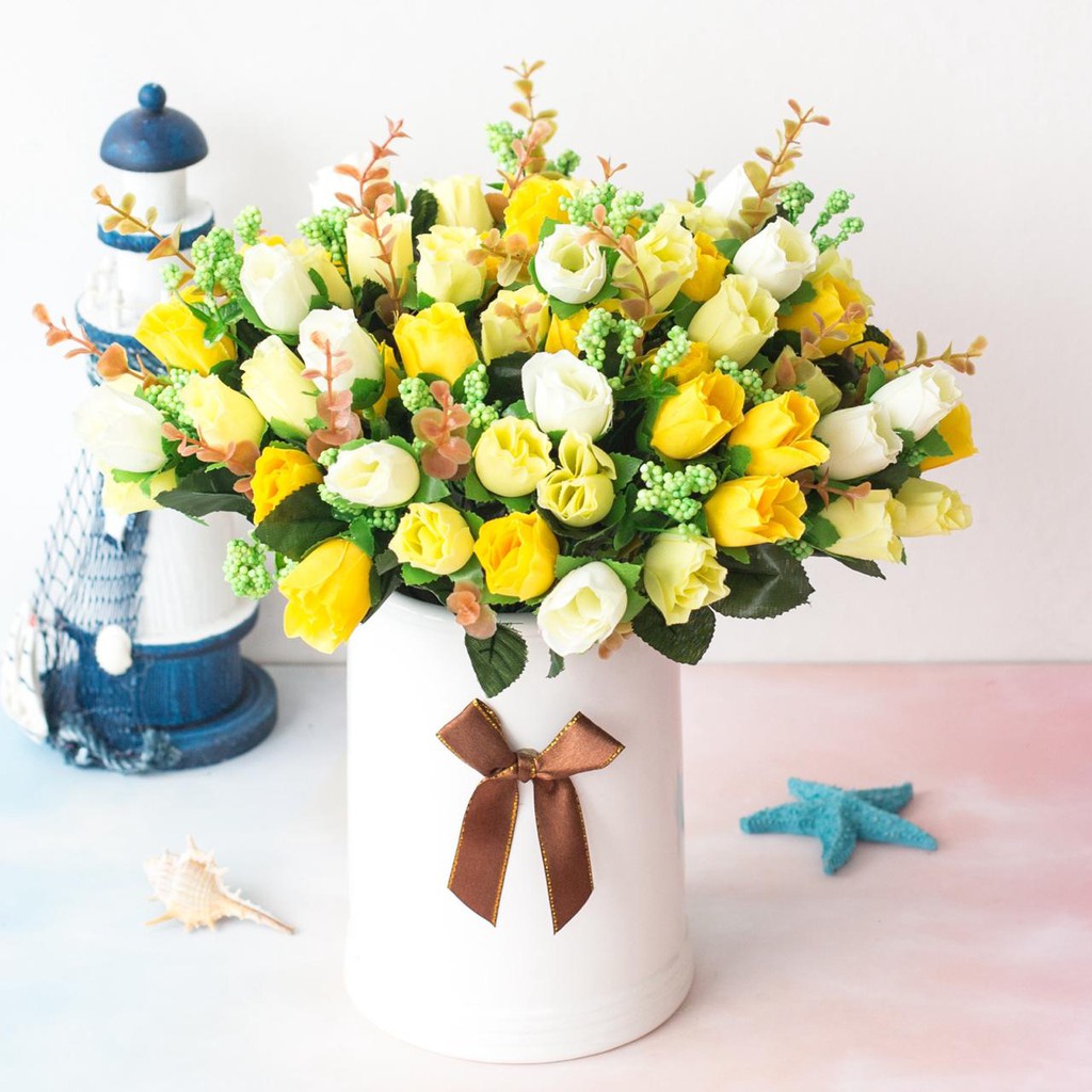 COD BUNGA MAWAR  BUNGA TANGKAI PLASTIK BUNGA ARTIFISIAL BUNGA PAJANGAN IMITASI BUNGA HIASAN BT9013-4