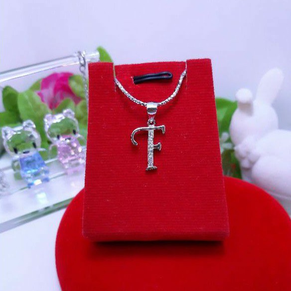 Liontin Huruf F Perak Silver 925 Emas Putih - Aksesoris Kalung Minimalis untuk Wanita