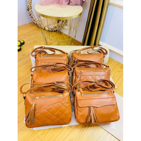 TAS PAPIRUT KULIT ASLI GARUT WARNA COKLAT TAN / COKLAT MUDA