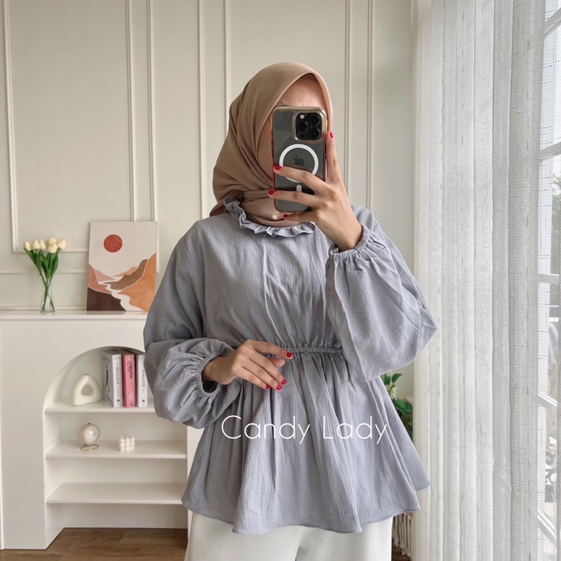 MYRA TOP BLOUSE CRINCLE PINGGANG KERUT