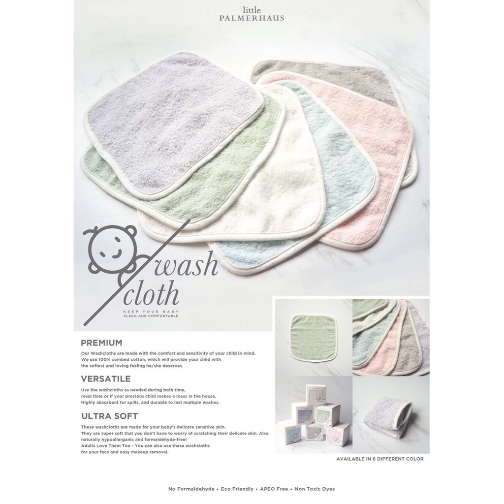 1 PCS Little Palmerhaus Wash cloth wash cloth saputangan bayi washcloth SBC