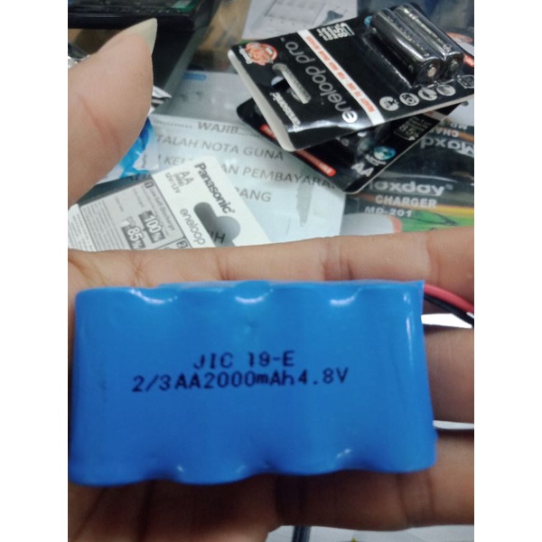 Baterai Cas Rakit 2/3 AA ni.cd 2000mah buat mainan mobil remot konterol 4.8V