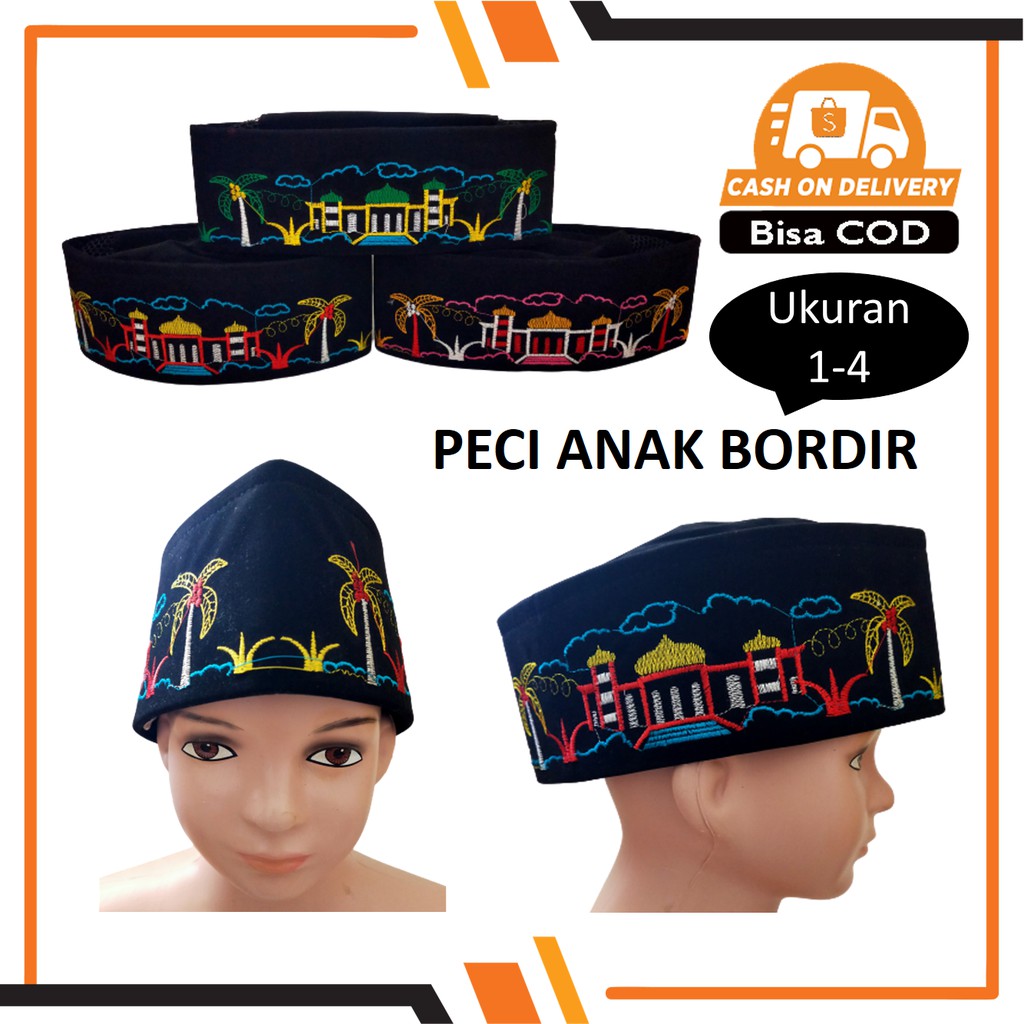 Peci Anak Karakter Bordir / Kopiah Anak Laki Laki / Songkok Bordir / Kopyah Anak