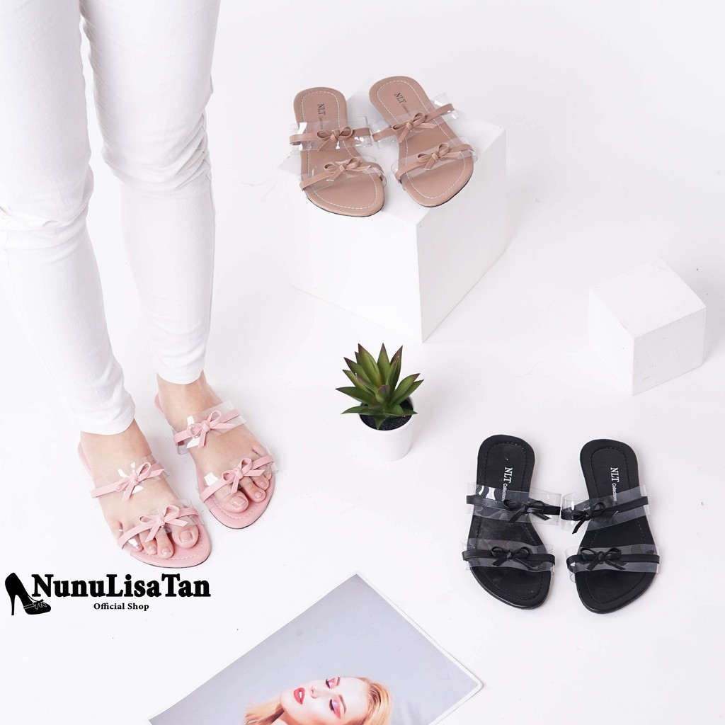 NunuLisaTan CINDERELLA - Terbaru Sandal Sendal Teplek Murah Hitam mocca pink