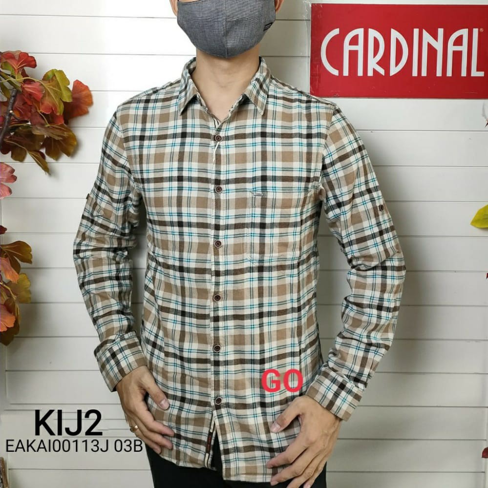 gos KIJ CARDINAL KEMEJA SLIMFIT Pakaian Atasan Pria Hem Casual Santai Motif Original Lengan Panjang