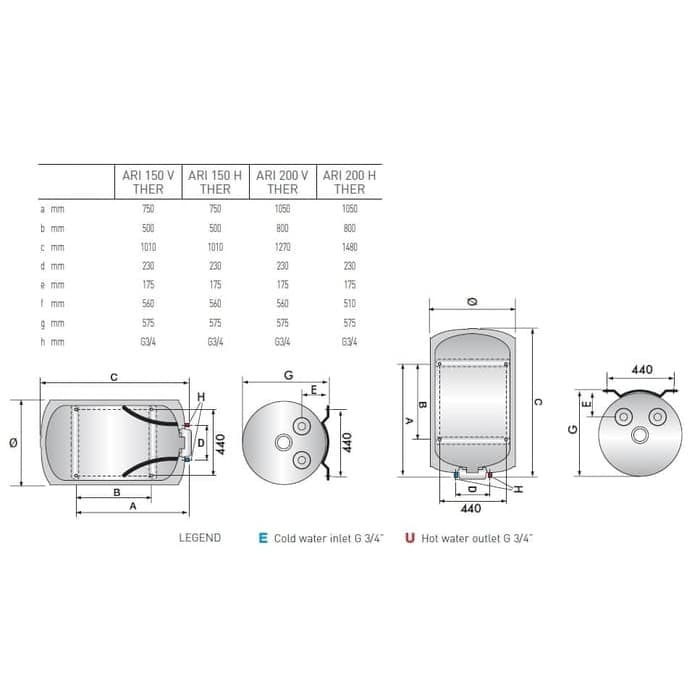 Water Heater ARISTON ARI 200 VERT 505 THER/ Pemanas Air