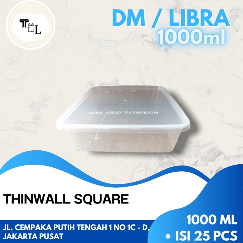 Thinwall Square DM 1000ml  / Thinwall Square Libra 1000ml - 25Pcs