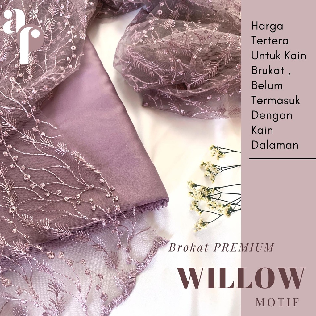 ½ meter Kain Brukat Premium Willow Motif / Brokat Tile Prancis (Bahan Modern Kebaya, Hijab, Seragam, Bridesmaid)