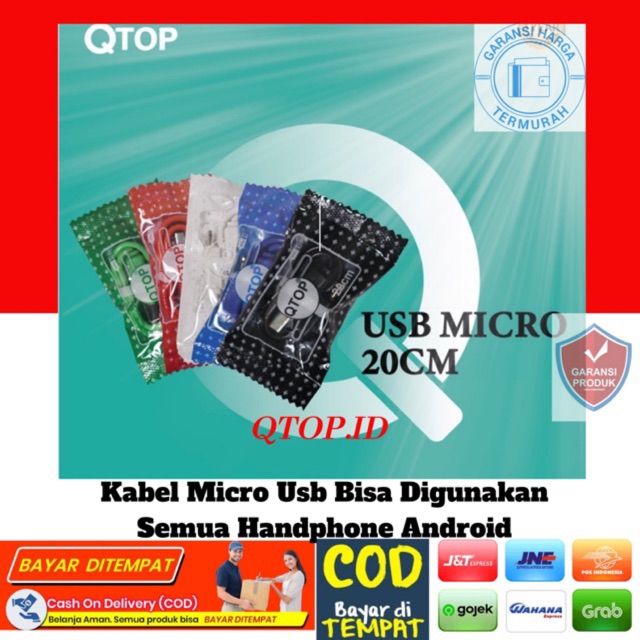 Kabel charger Qtop Candy Micro Usb / Kabel Powerbank  [GARANSI 3 BULAN]